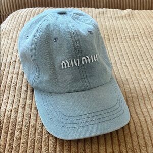 Miu Miu Light Blue Denim Cap